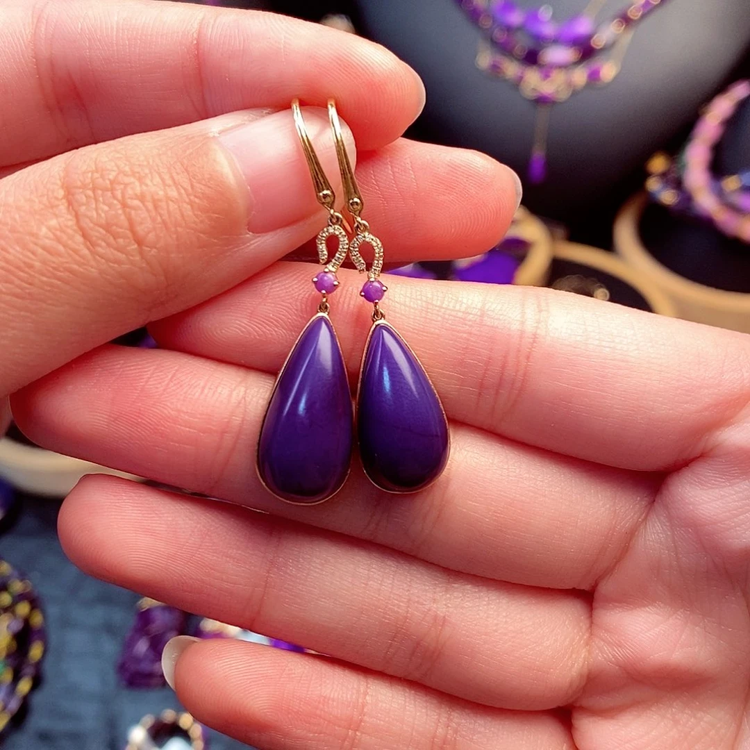 苏纪石（舒俱来）耳饰18K金镶嵌