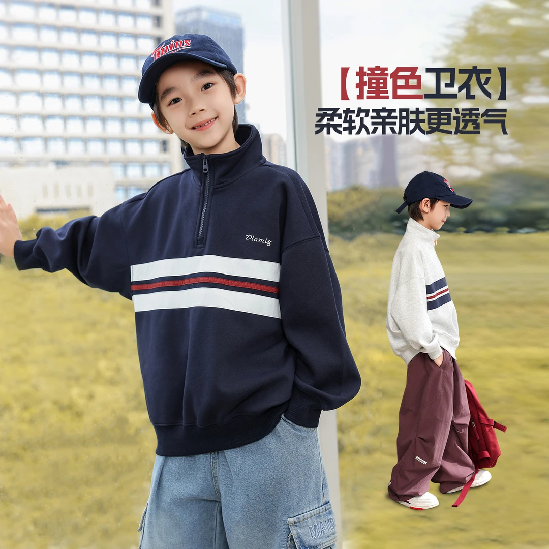 2025秋季中大童休闲印花宽松百搭短袖时尚洋气POLO衫卫衣/WYW3001