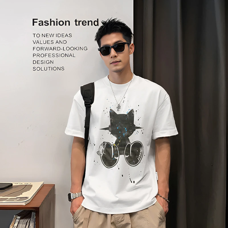 ins短袖男印花圆领韩版个性百搭夏季T恤卡通卡通动漫半袖T2075