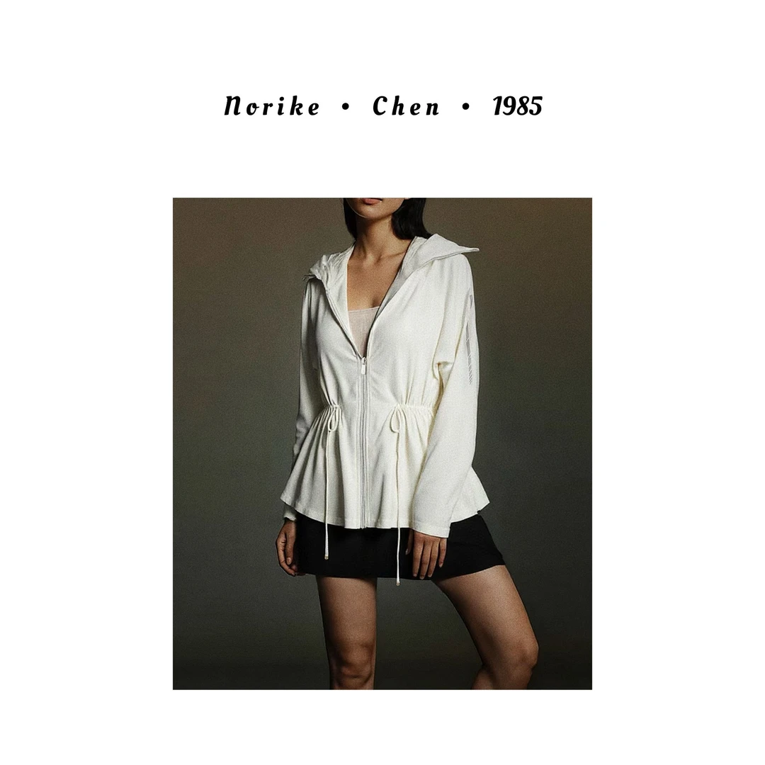 冰感抽绳防晒衣马尾洞连帽护脸洞洞修身外套NK215