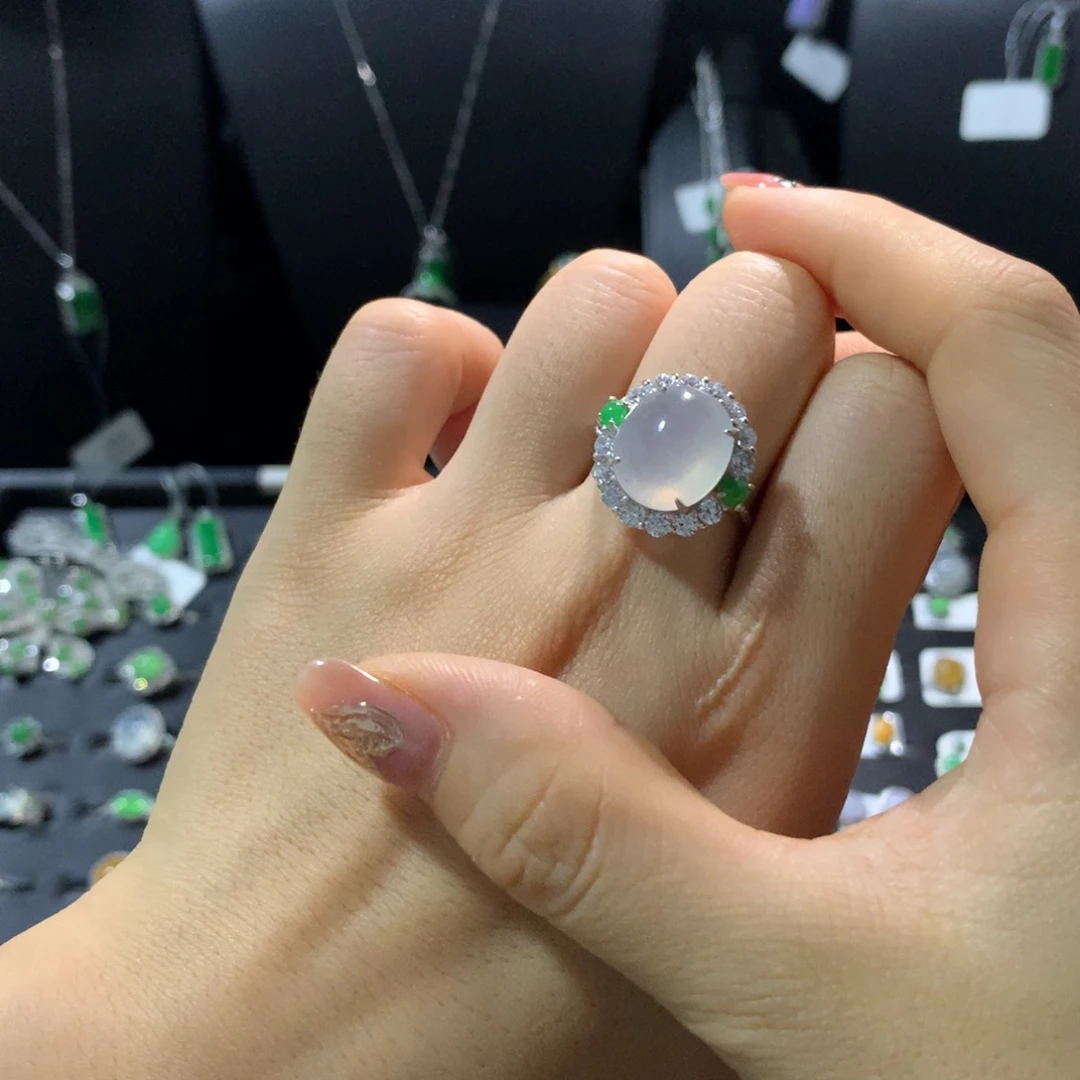 翡翠戒指银S925镶嵌