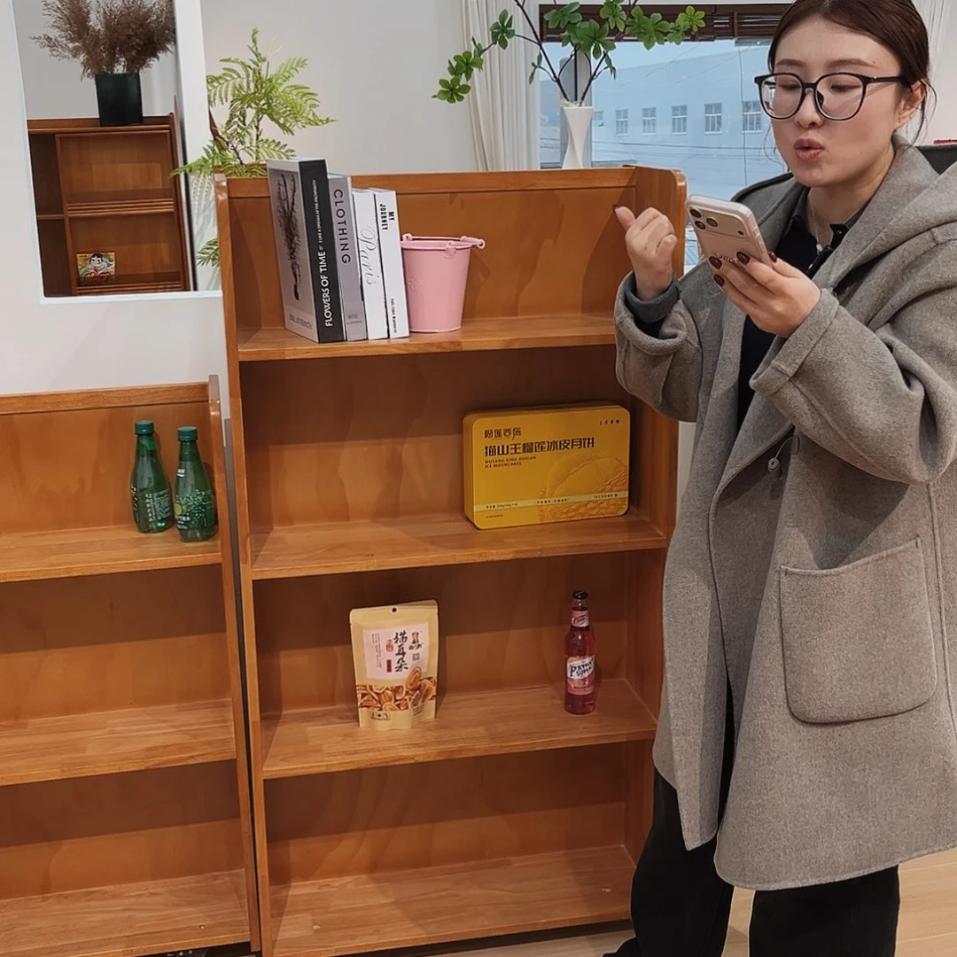 木（非红木类）孤品清仓樱桃木色带轮大号书架