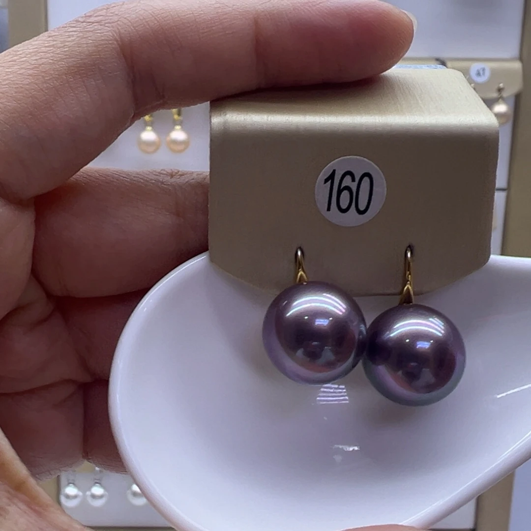 耳饰银S925镶嵌淡水珍珠