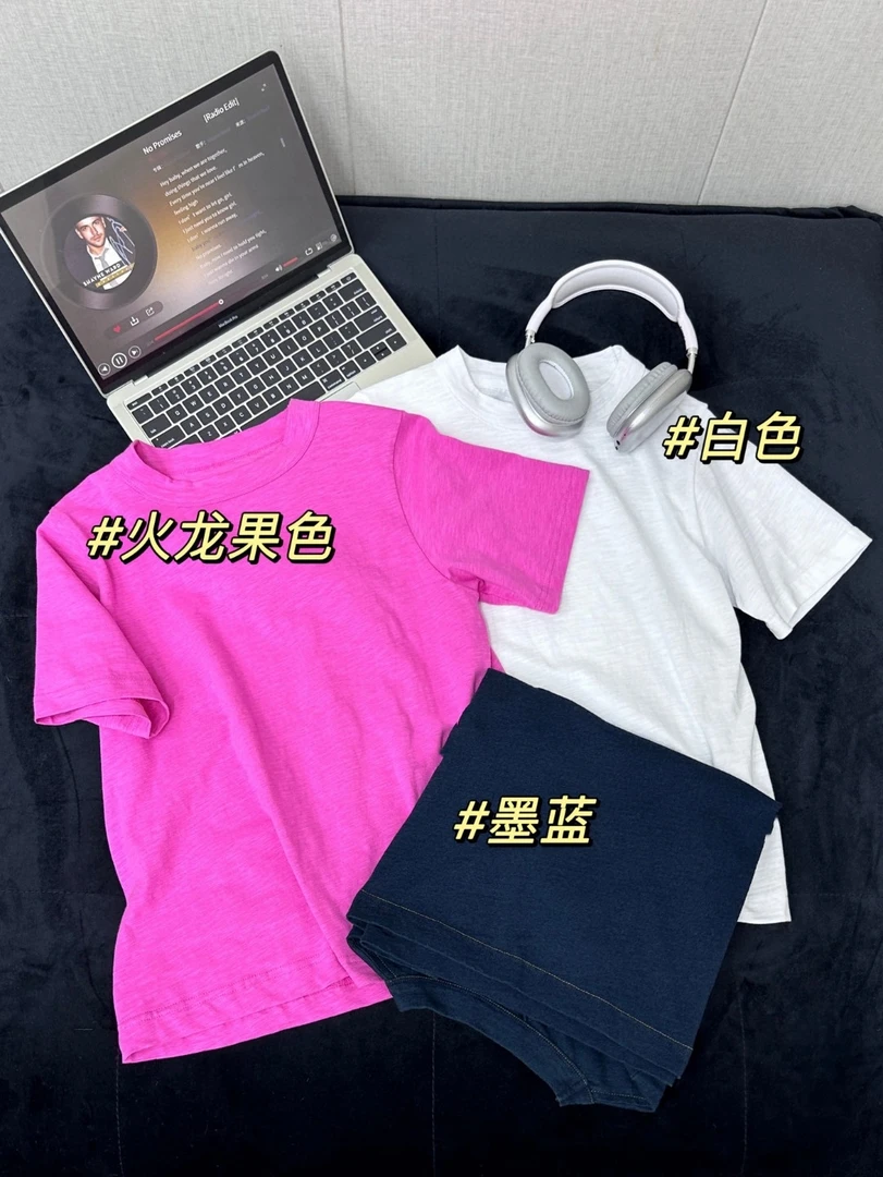 anben 5R竹节棉男友风 刺绣男女同款短袖