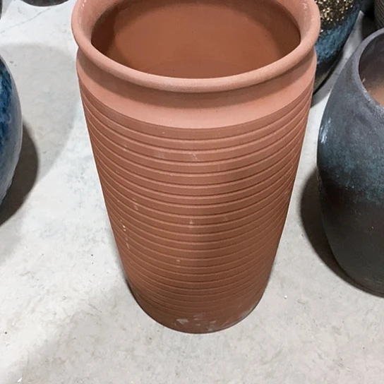 紫砂花盆口22高度43红陶