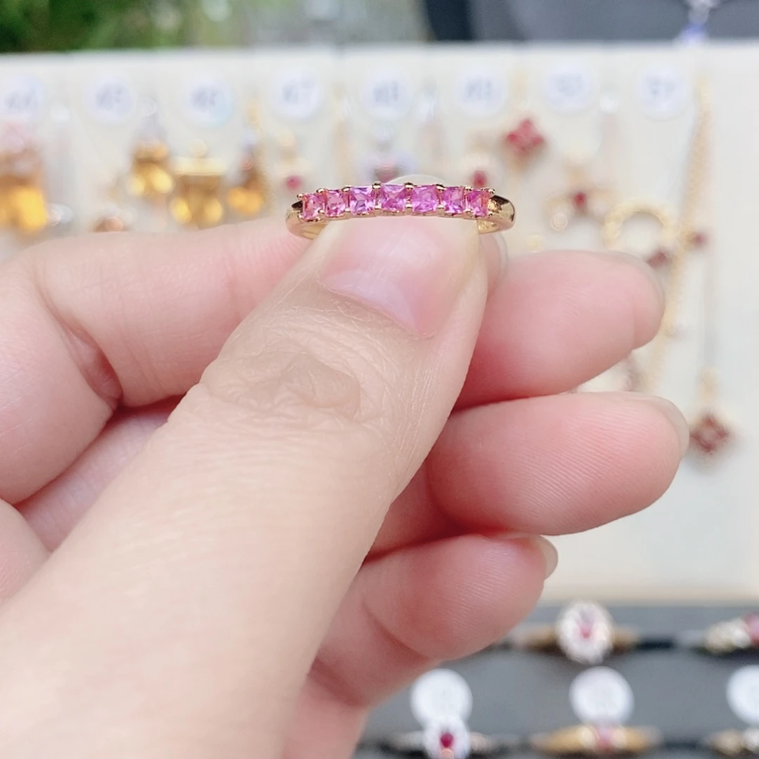 彩色蓝宝石银S925镶嵌戒指