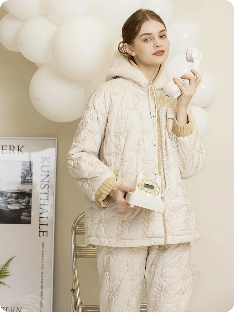 诺曼蒂克高端家居服冬款加厚休闲套装睡衣