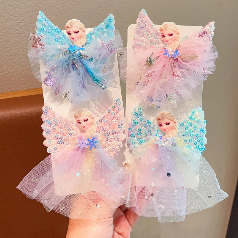 儿童超仙艾莎公主发夹小女孩甜美侧边碎发发卡女童亮片氛围感头饰