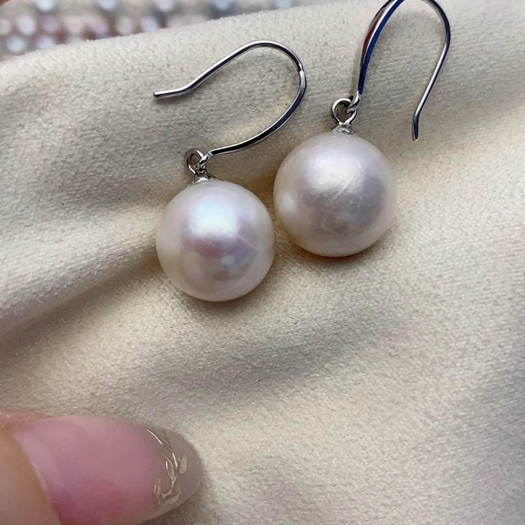 【闪购商品】银S925镶嵌淡水珍珠耳饰12-13mm