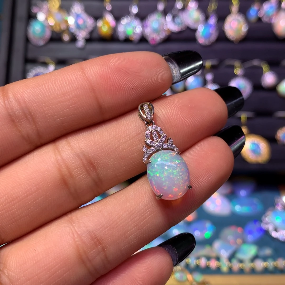 欧泊银S925镶嵌吊坠款