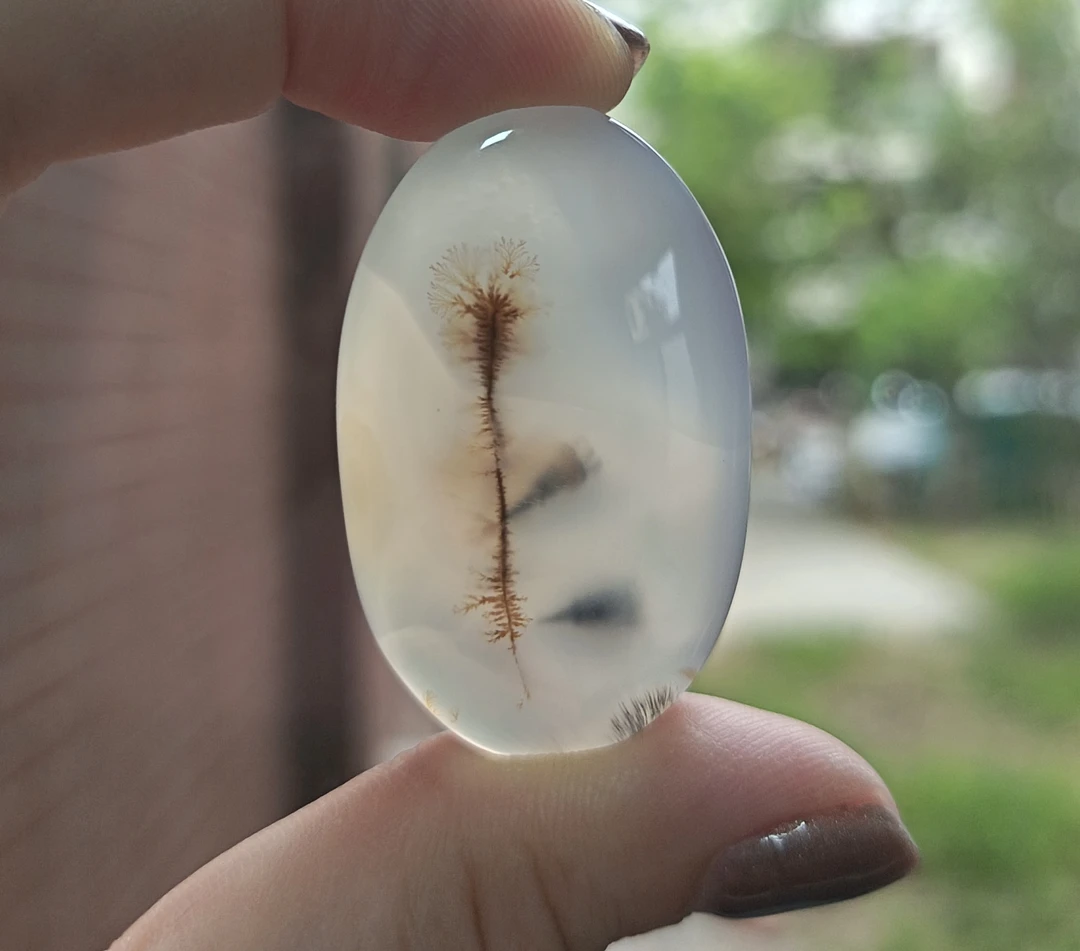 天然马达加斯加海洋玉髓甜美吊坠水滴草花山水意境象形灵摆件玉髓