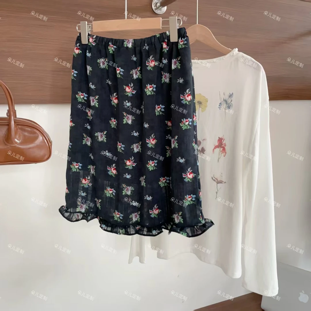 朵儿定制 【梦境】夏季百搭碎花雪纺半裙 IY45