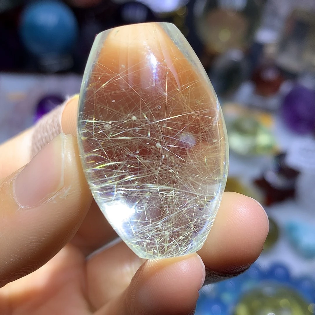 未镶嵌珠宝半成品水晶净透体幽灵发晶桶珠吊坠