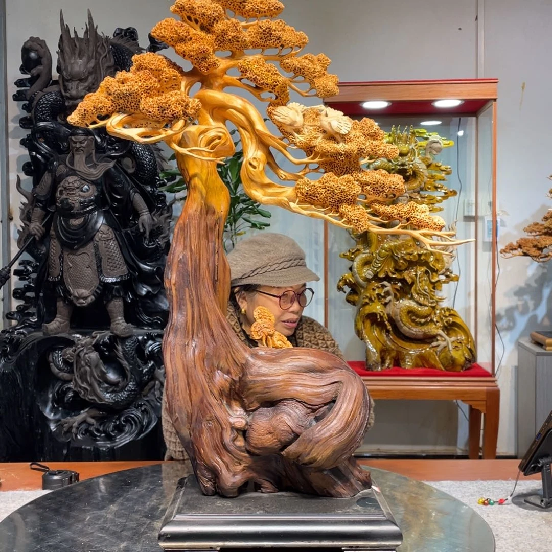 香榧木木雕作品客松