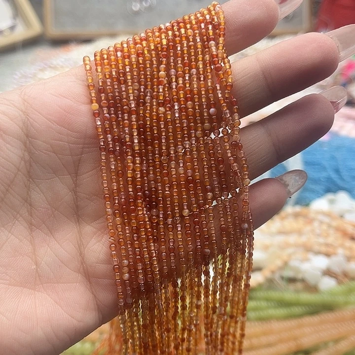 玛瑙/玉髓珠宝半成品未镶嵌一条2mm左右冰飘南红