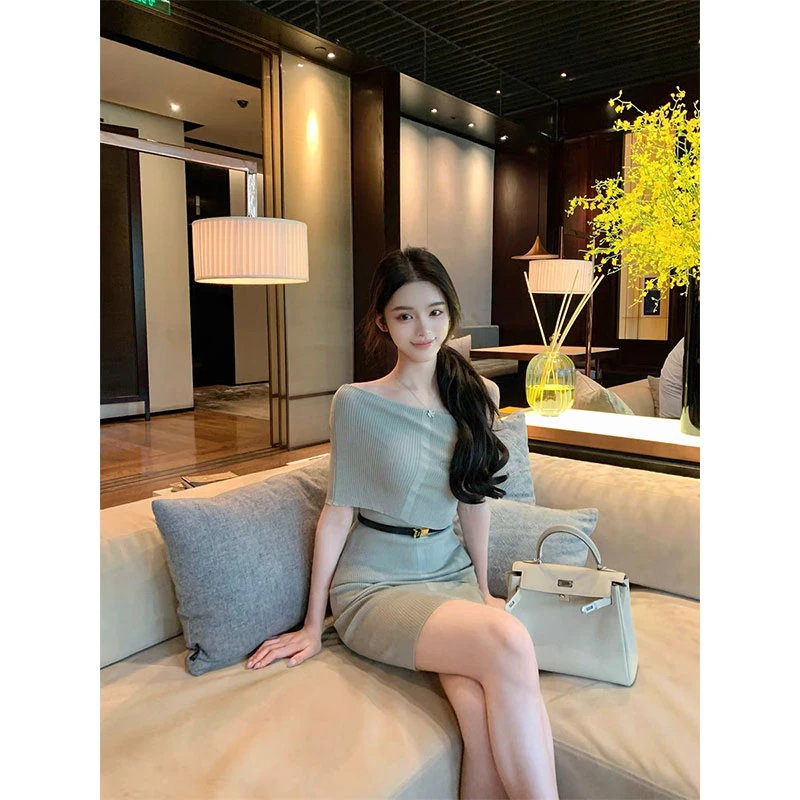 【恋夏薄荷 送腰带】精致优雅气质高级感连衣裙