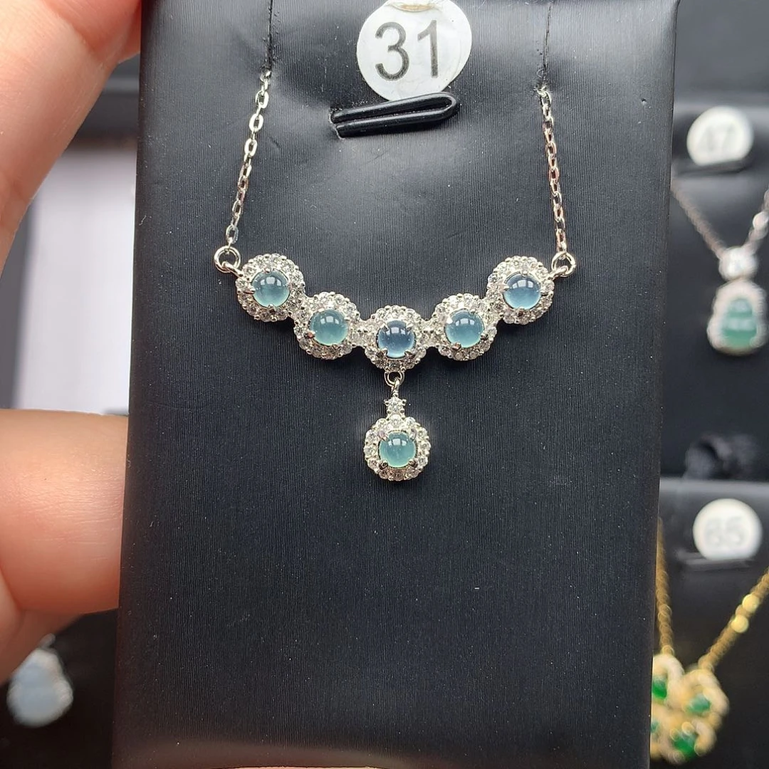 翡翠银S925镶嵌颈饰