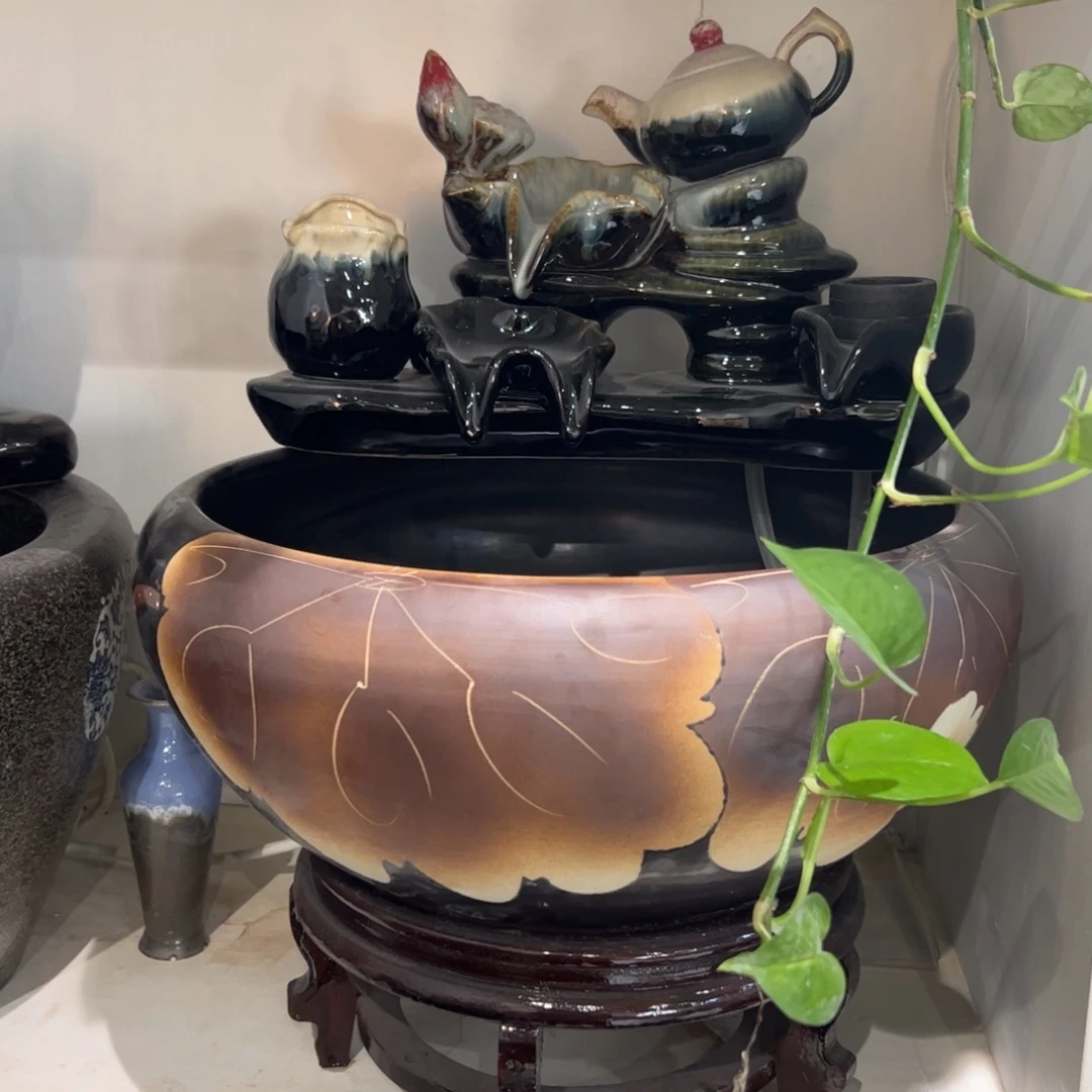 有机玻璃景德镇陶瓷流水摆件