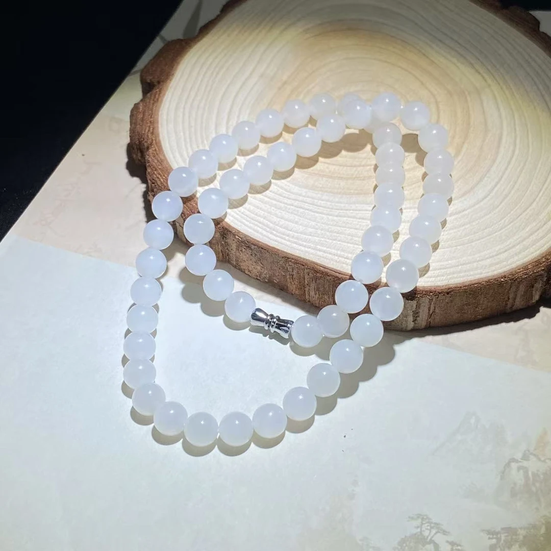 SC903 和田玉白玉项链款约卡8mm