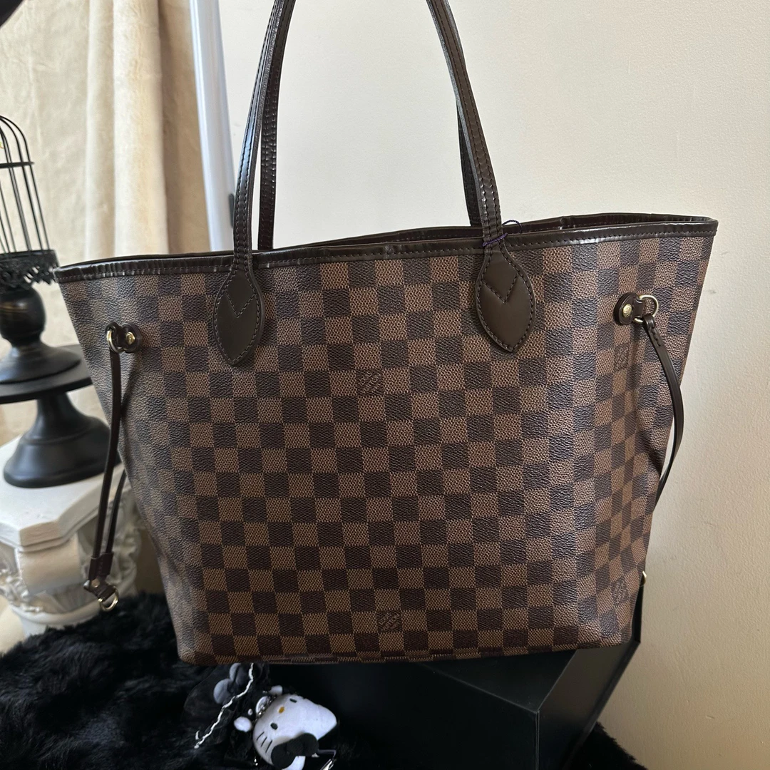 95新 LouisVuitton/路易威登 棋盘格neverfull中号托特包