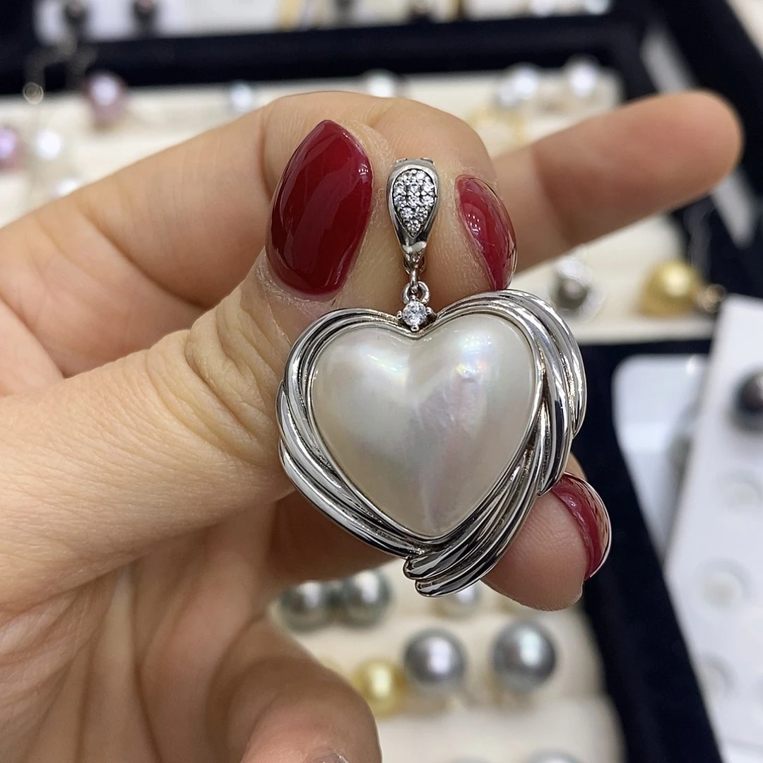 拼合珍珠（马贝珠）颈饰银S925镶嵌海水马贝