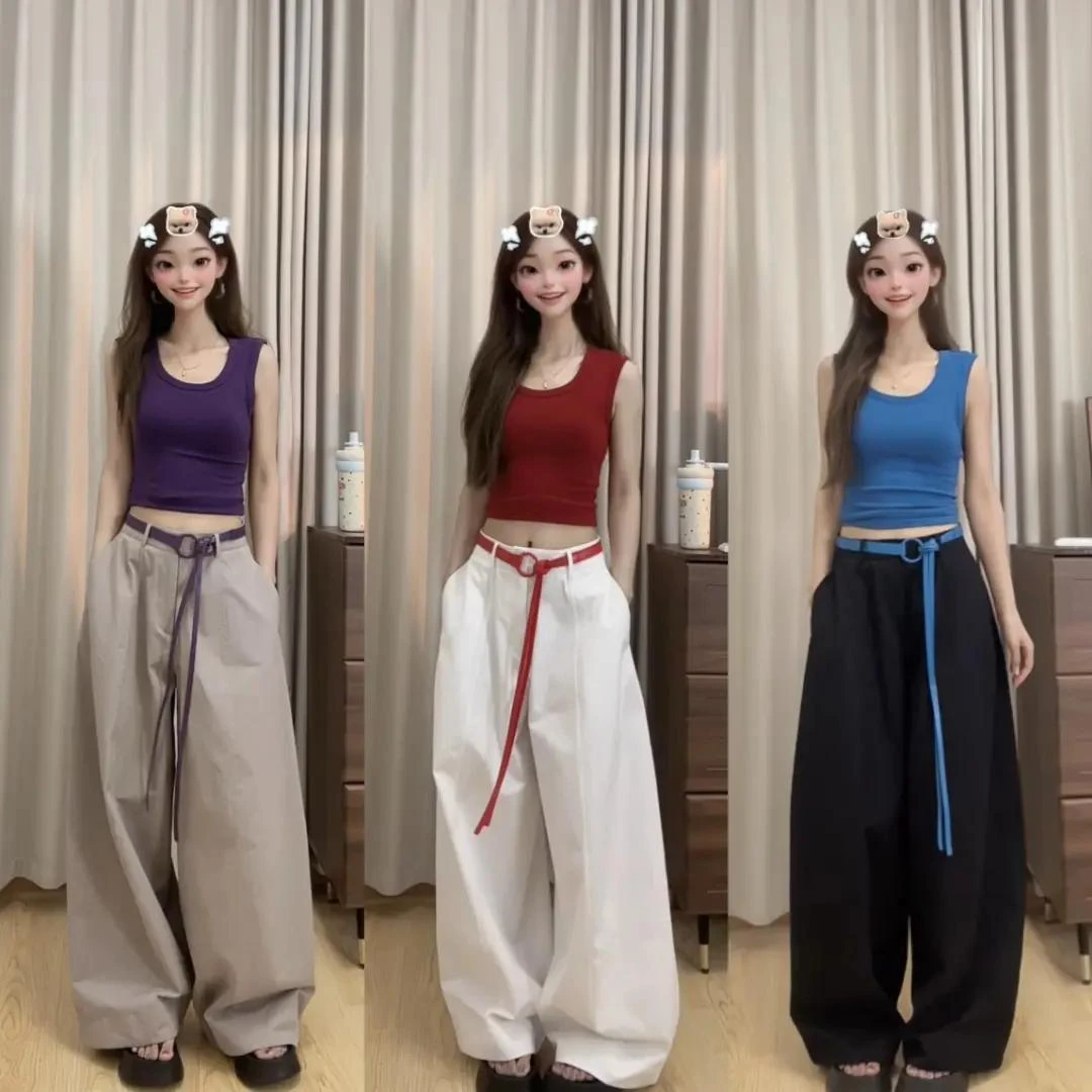 【送腰带+运费险】韩系ins慵懒感气球裤夏季简约遮肚阔腿裤