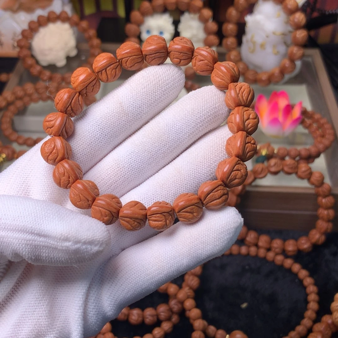 吊坠桃核玉龙脊手串12