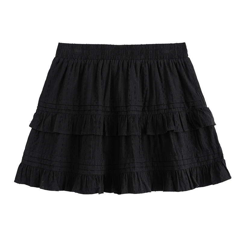 YUZI/鱼子2025新款A字半身裙少女感青春学院洋气百搭胖MM亲肤舒适