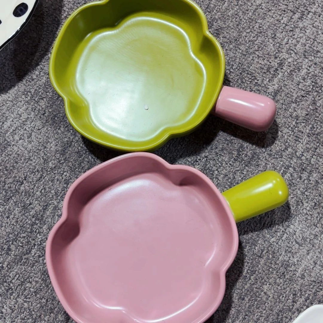 陶瓷花朵单柄碗一个颜色备注