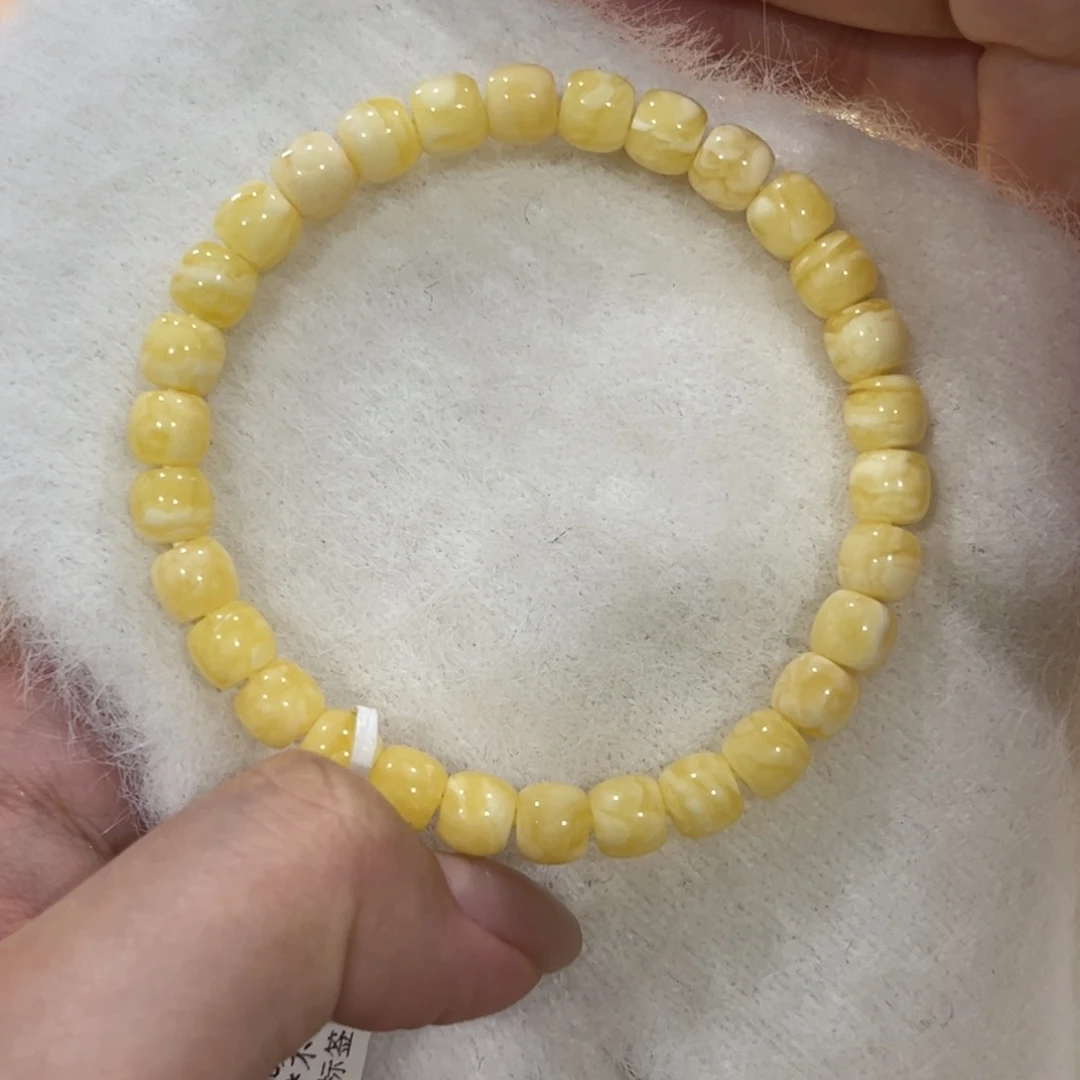 蜜蜡未镶嵌手链7m白妖花福利手串