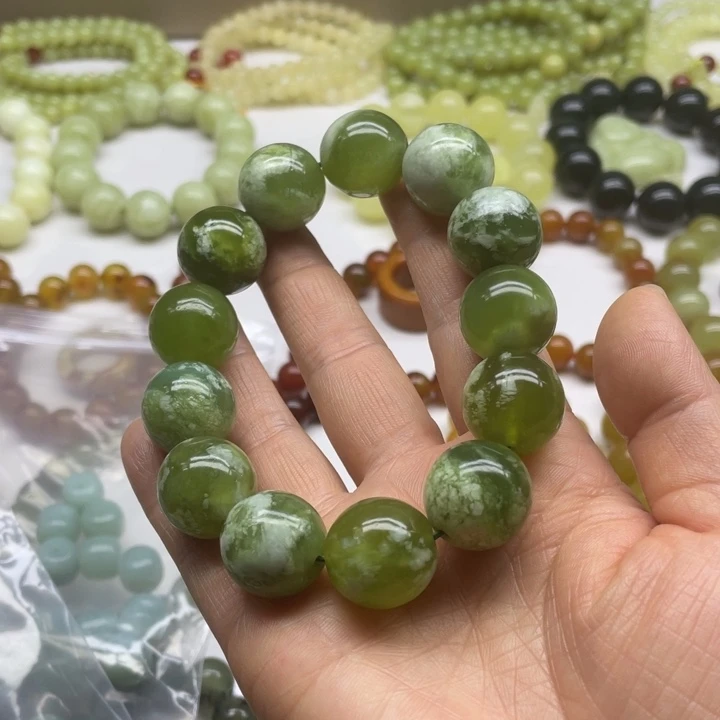 蛇纹石玉手串未镶嵌用****3