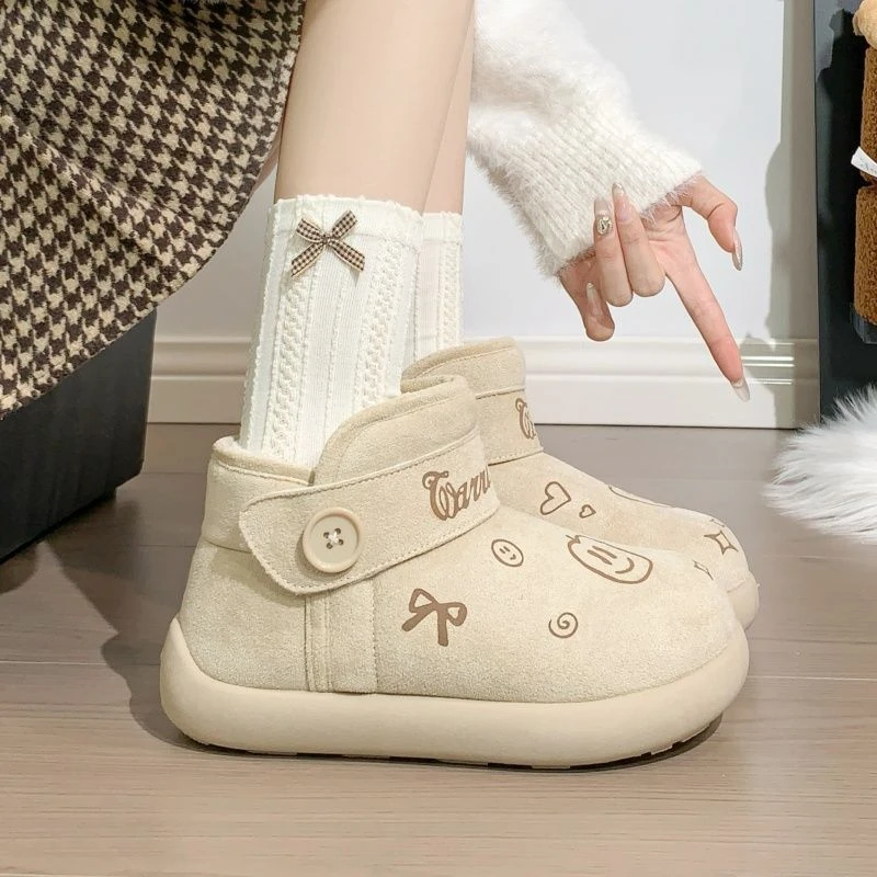 回力棉鞋女2025冬季新款加绒加厚保暖雪地靴厚底时尚潮流面包鞋女