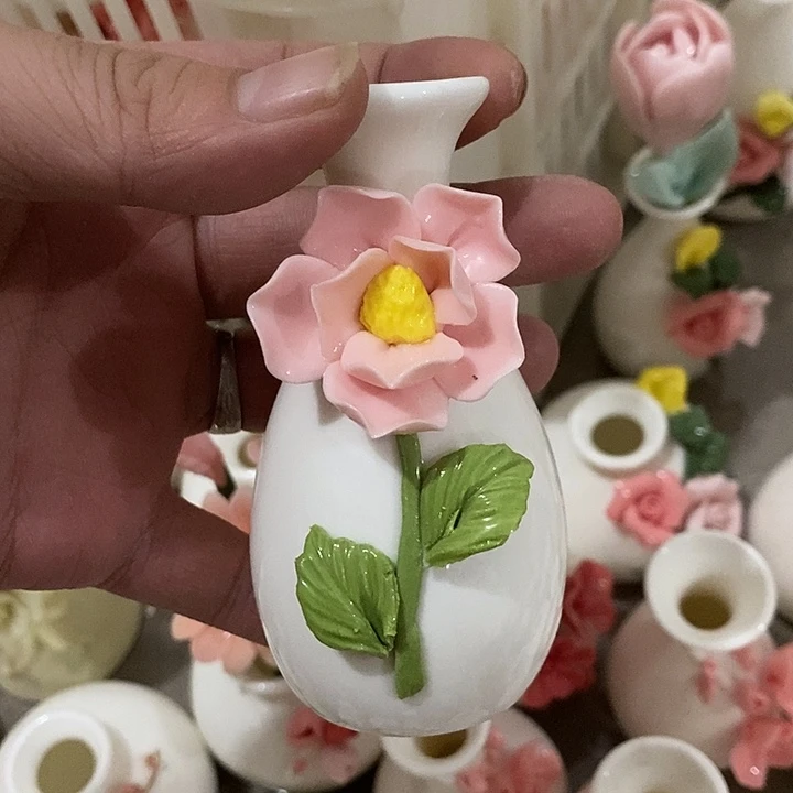 瓷片纯手工陶瓷花摆件瑕