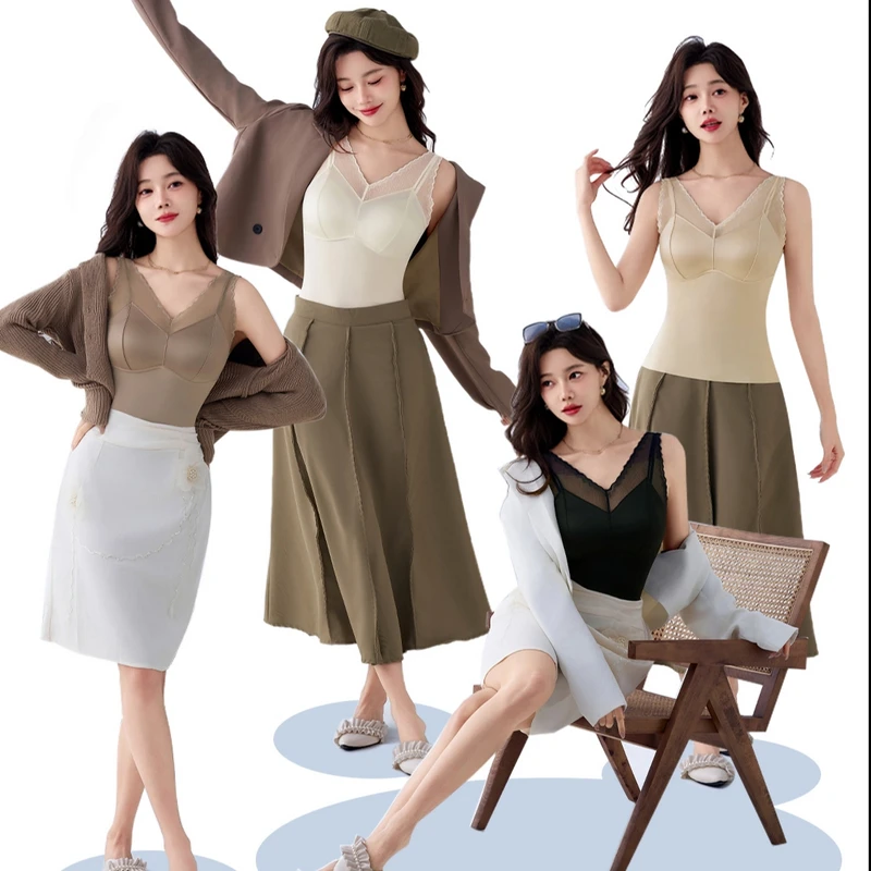 俏品秀儿夏季女士蕾丝性感舒适缎面长时尚吊带显瘦长款上衣无袖