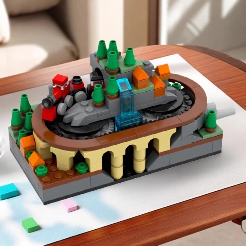 积木火车迷你轨道玩具儿童益智拼装男女孩6-12岁生日礼物桌面摆件