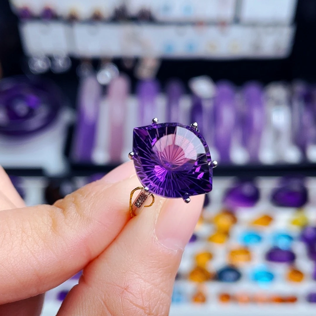 银S925镶嵌戒指紫晶天然保真