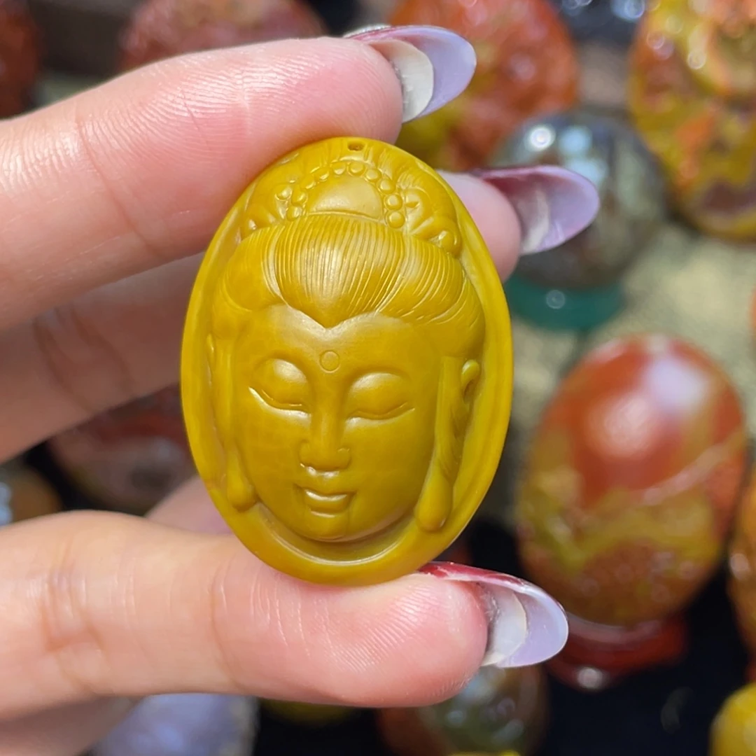 未镶嵌玛瑙/玉髓珠宝奇石象形莲花机油，黄观音