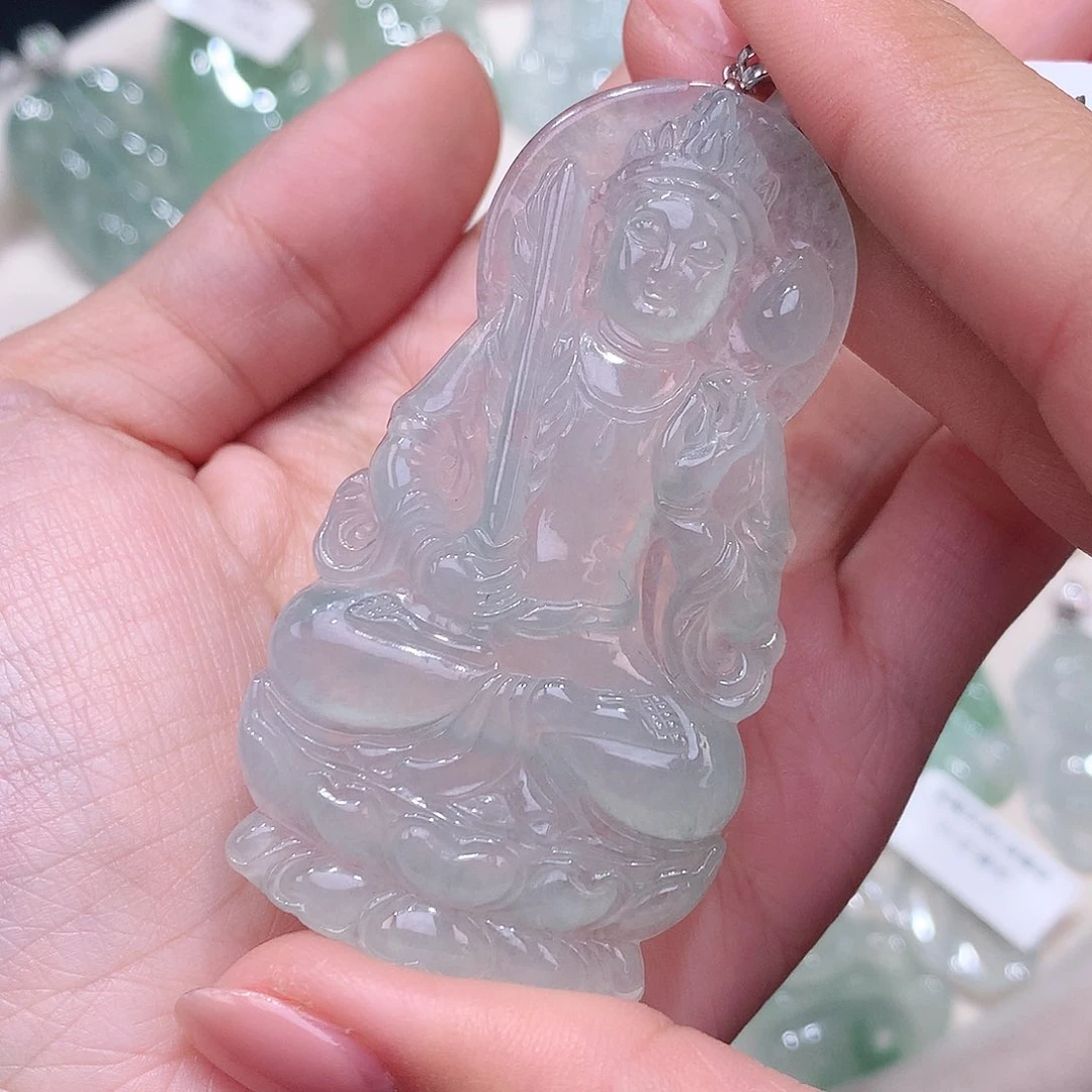 颈饰18K金镶嵌翡翠薄荷绿虚空藏