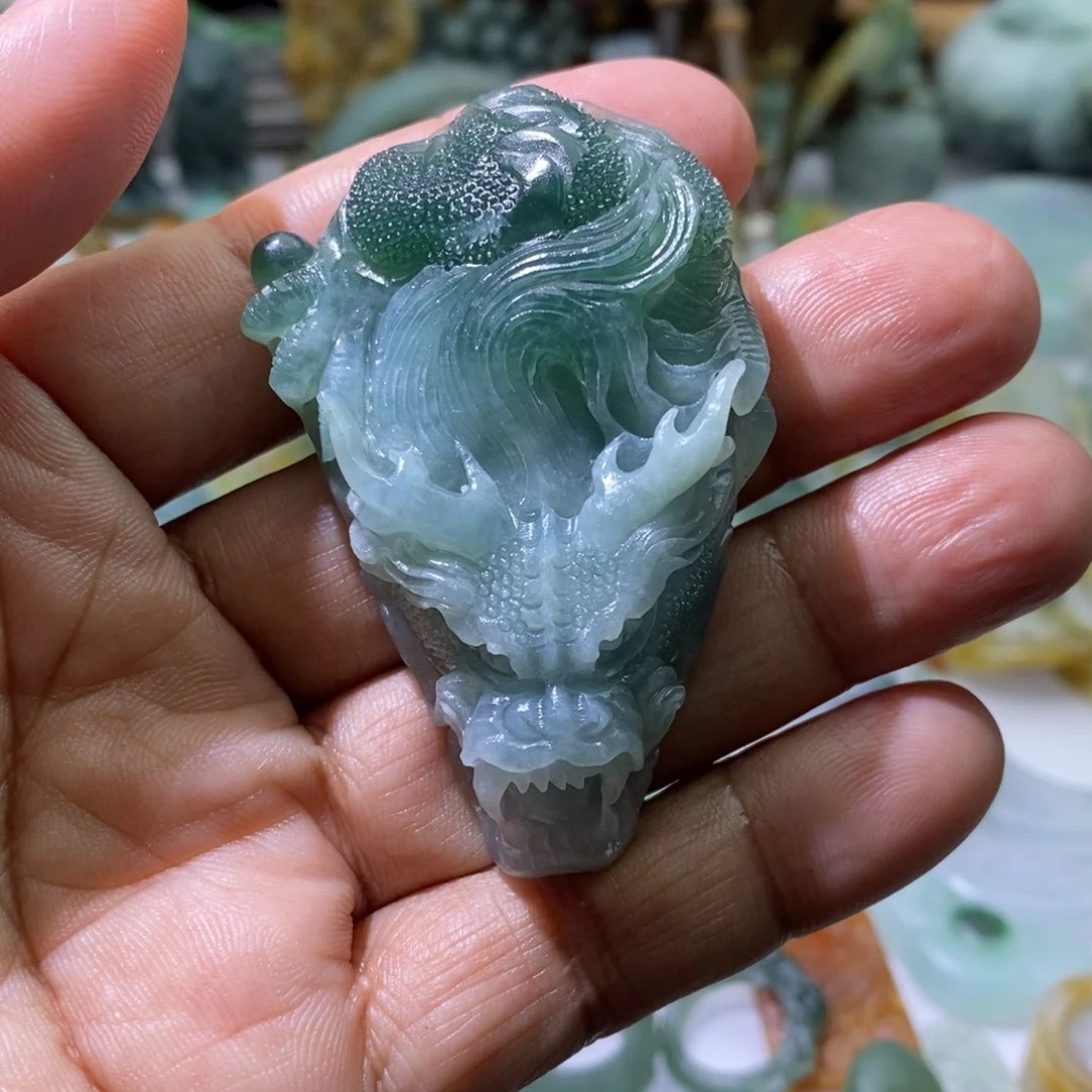 定制翡翠未镶嵌毛货龙挂件