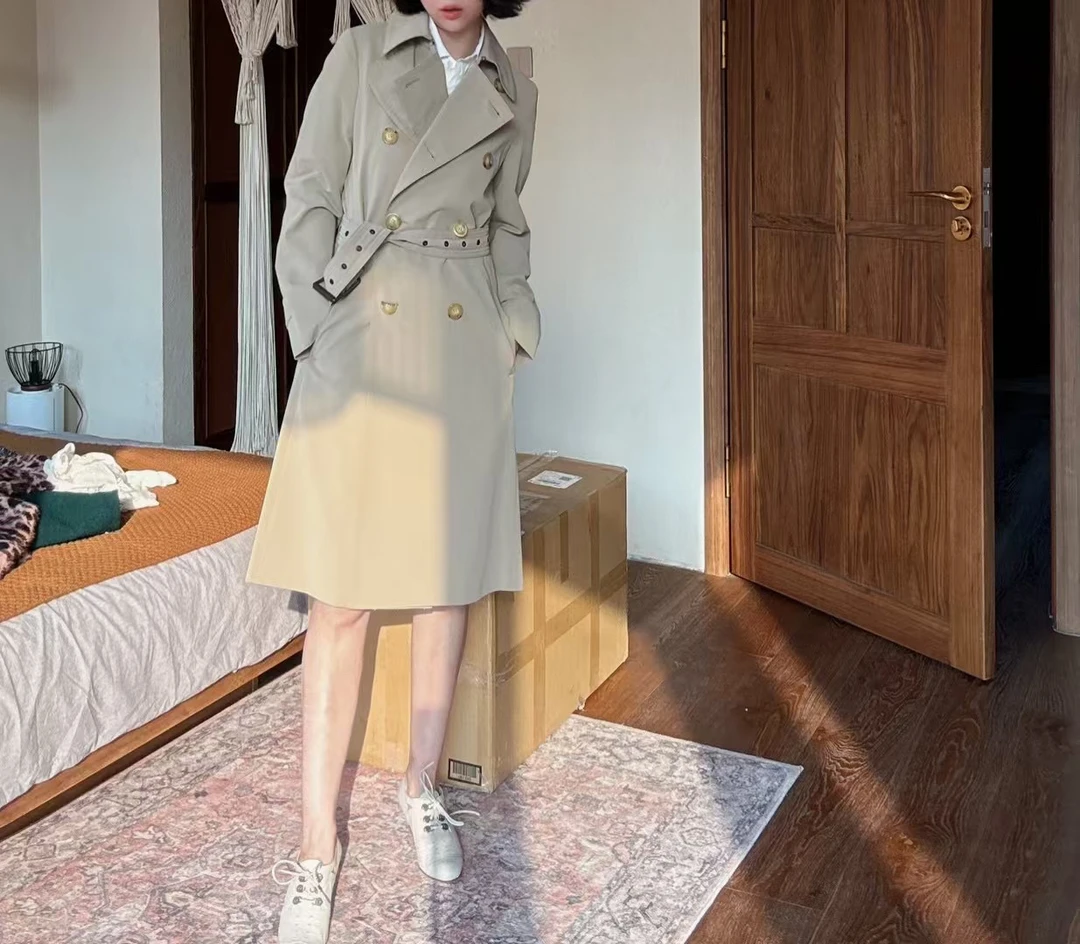 95新 MaxMara 送中检/麦丝玛拉杏色腰带款大衣（近新）