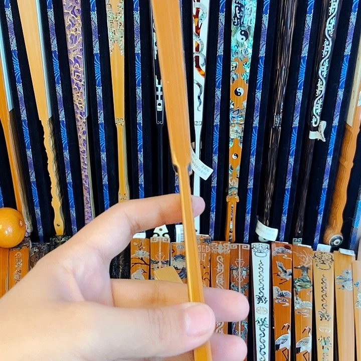 扇子老玉竹龙鳞文玩