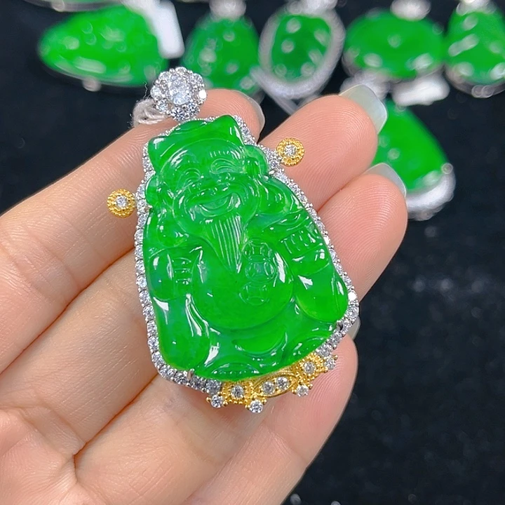 翡翠银S925镶嵌吊坠(不含链)