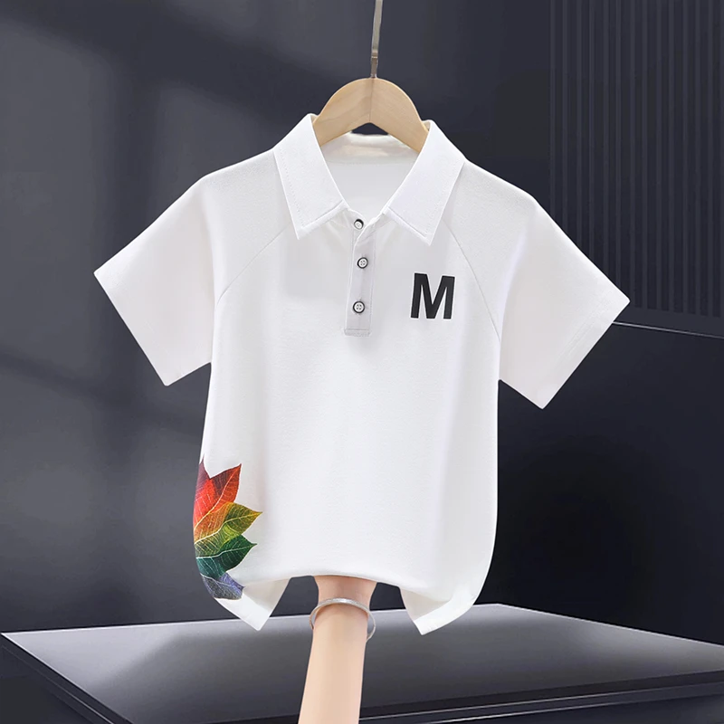 男童短袖T恤夏季中大童翻领体恤夏装儿童男孩运动衫学生百搭潮牌