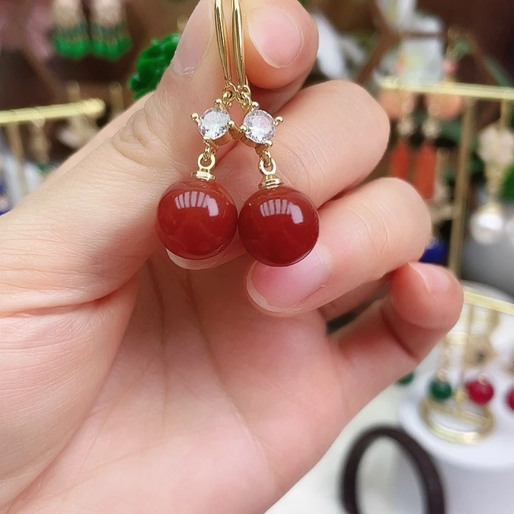 玛瑙/玉髓耳钉合金