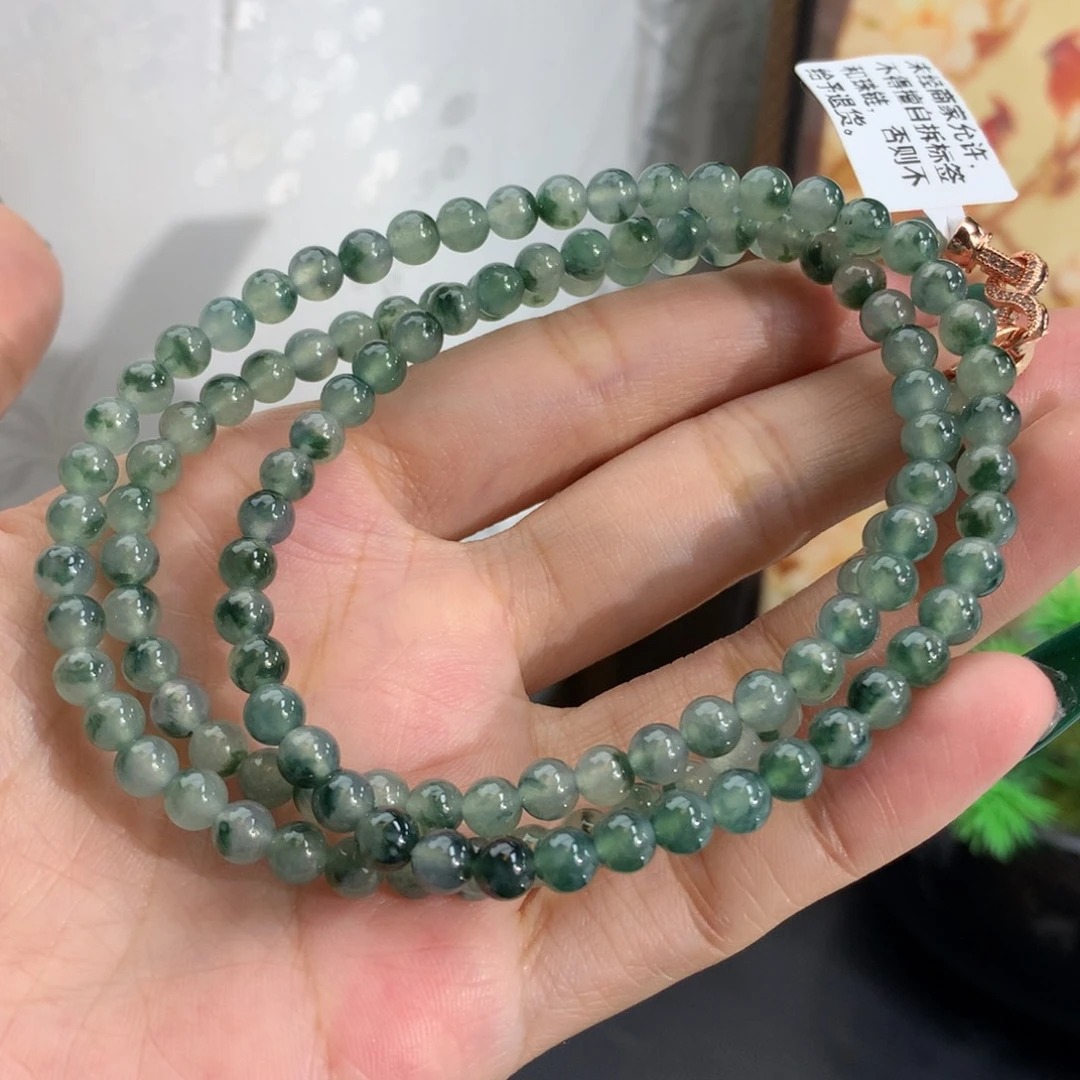 翡翠未镶嵌手串卡4.9冰胶飘花项链