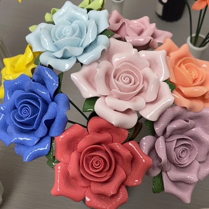 陶瓷手工制作陶瓷花7朵