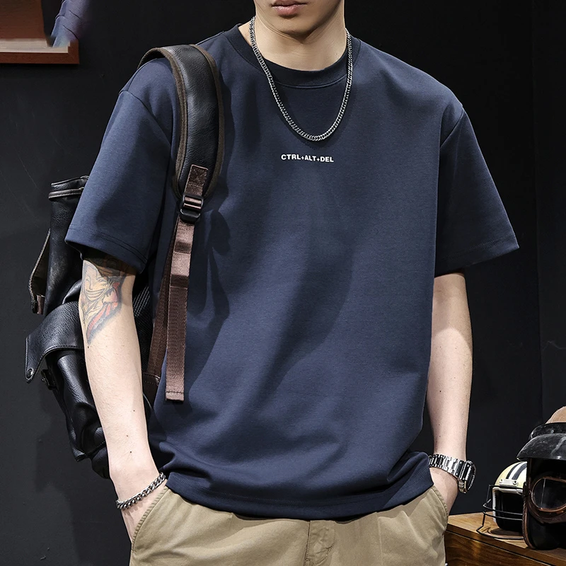 LEIGHZ/雷茨重磅潮牌短袖t恤男士夏季新款高端美式百搭简约体恤