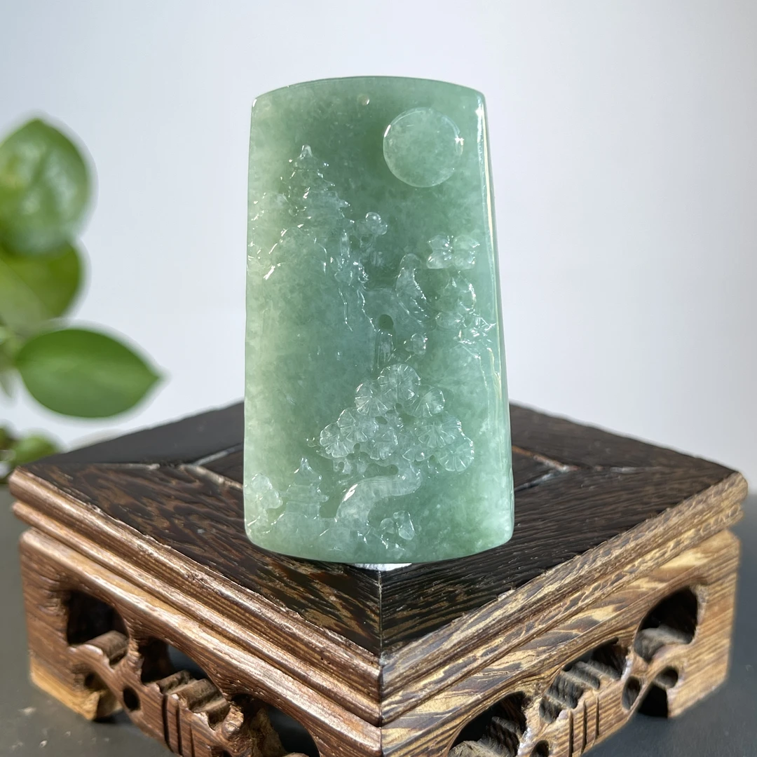 JCB30-93 天然缅甸A货翡翠  山水牌