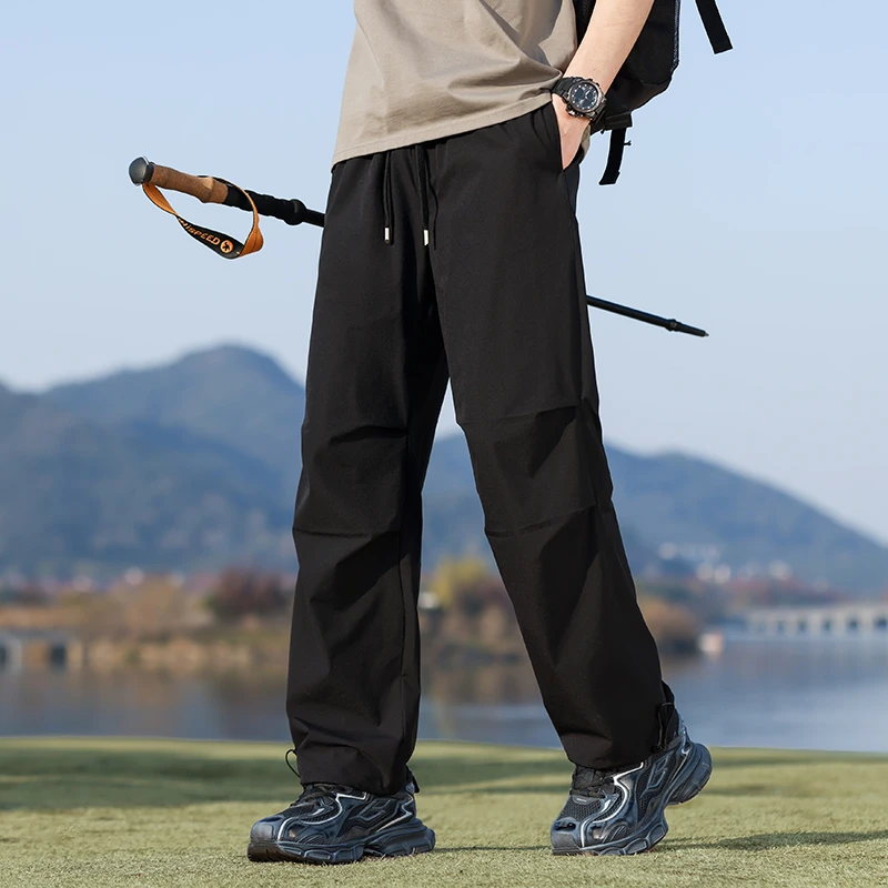 山系户外男女同款阔腿伞兵裤宽松褶皱休闲工装长裤657