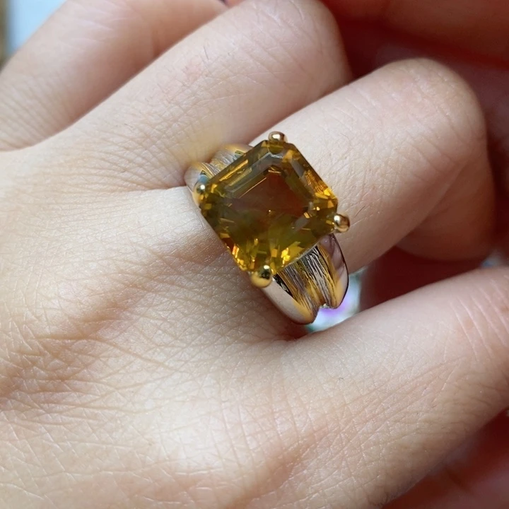 水晶戒指银S925镶嵌天然水晶戒指